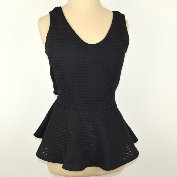 Design Lab Black Peplum Tank Top S - Picture 1 of 4